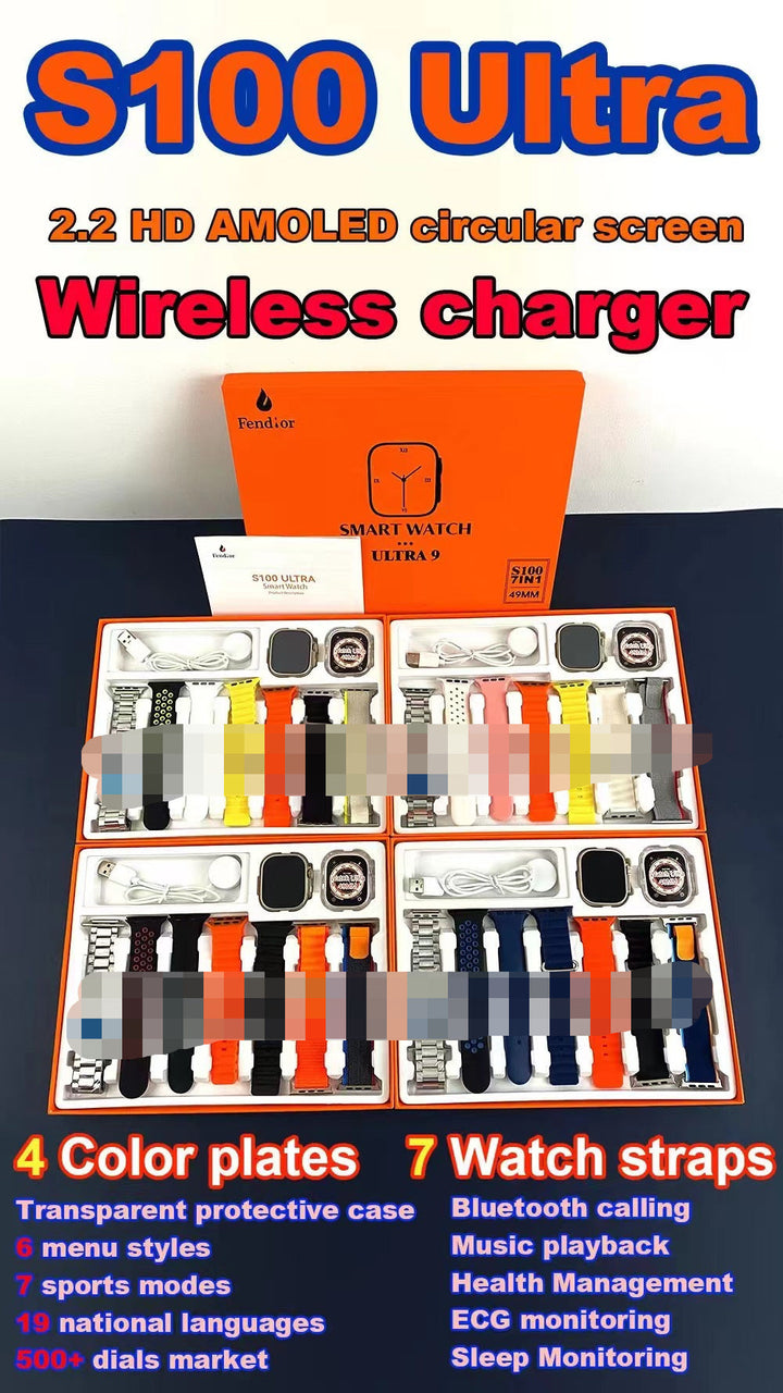 Ultra 7 in 1 Strap Smartwatch 49mm | Series 8 Ultra Smart Watch  49mm with 7 pair Stras | Bluetooth Calling | Sports Mood